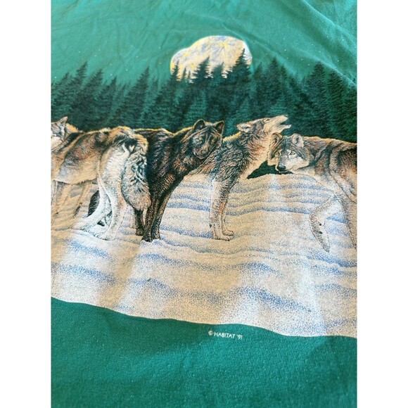 Vintage 1991 Aspen Colorado Wolf Pack T-Shirt Cal Cru Habitat Wildlife AOP Large - Picture 11 of 11